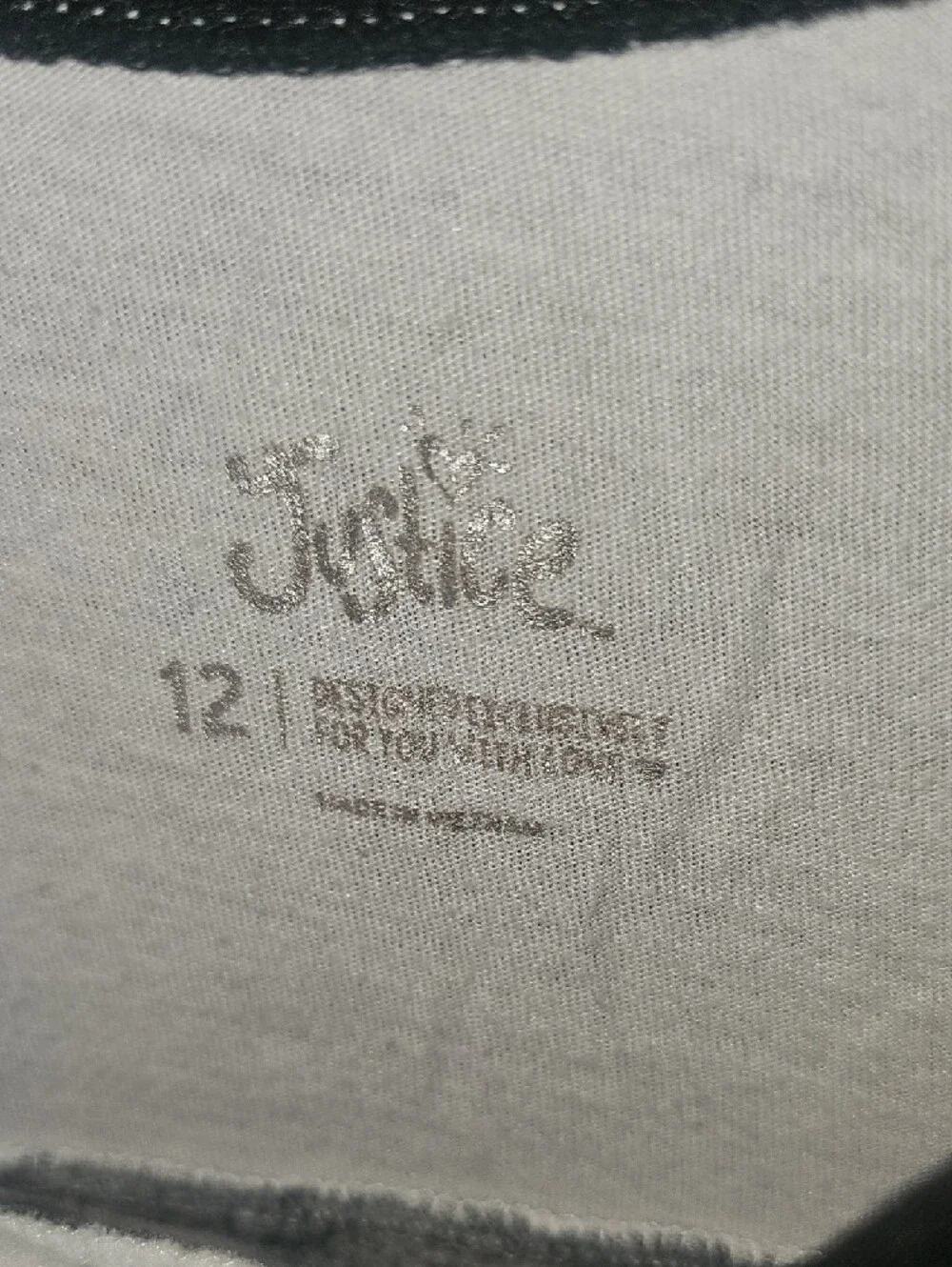 Justice Black & Gray Long Sleeve Tee with Rainbow Script Logo Size 12